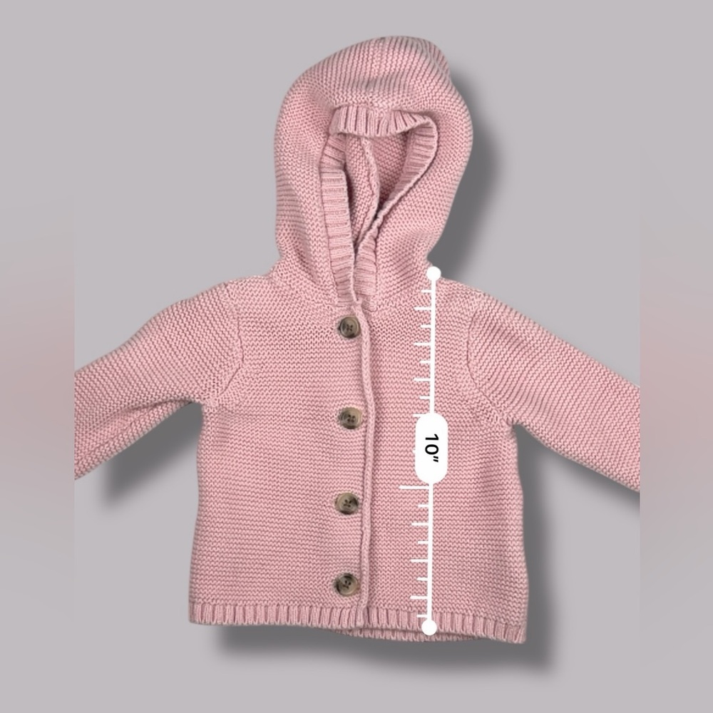 Old Navy Baby Girl 0–3M Hooded Knit Sweater Blush Pink Cotton w/ Buttons NWOT - Picture 10 of 13